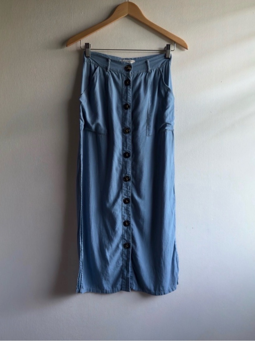Urban Outfitters Light Blue Button-Front Midi Skirt